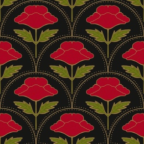 Art nouveau poppies in red - medium