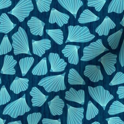 Coastal Sea Shells  - Denim Blue/Turquoise 