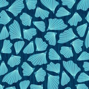 Coastal Sea Shells  - Denim Blue/Turquoise 