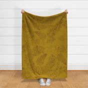 LARGE LEI PO'O OUTLINE BROWN ON MUSTARD