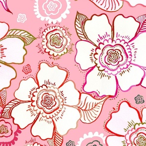 big pink floral watercolor // large