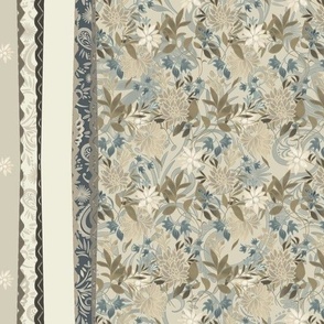 Heritage Revival - Hand Painted Vintage Floral Stripe - Color 3 *Coordinating Design*