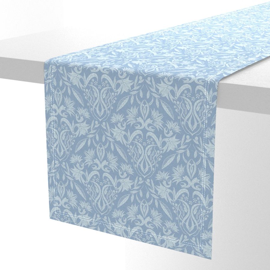 Floral Damask light blue on baby blue - small scale