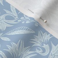 Floral Damask light blue on baby blue - small scale