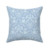 Floral Damask light blue on baby blue - small scale