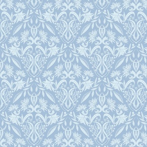 Floral Damask light blue on baby blue - small scale
