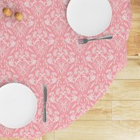 Floral Damask  nature white on pink  - small scale