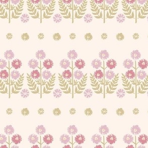 Striped Country Floral dandelion_Pink and Mauve MINI