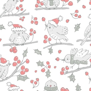 Birds and Holly on White_LRG