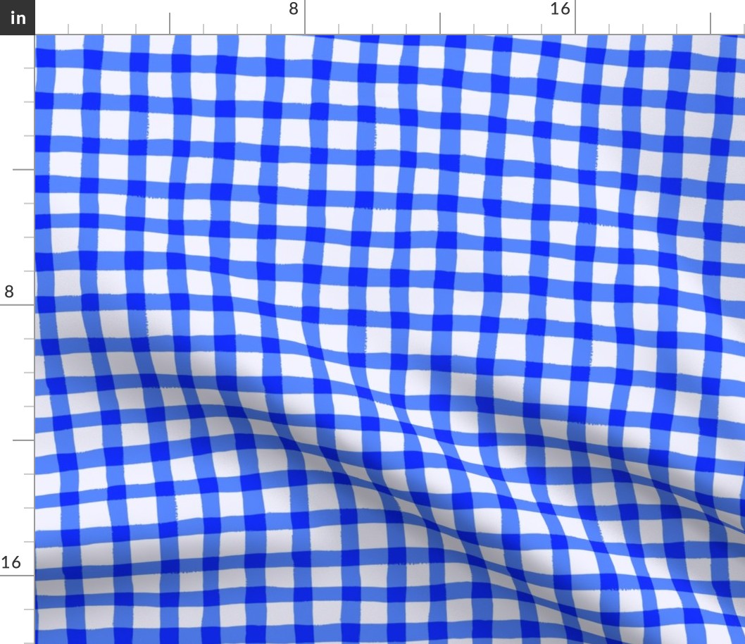 True Blue Hand Painted Gingham