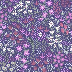 Late Summer Garden Bright Purple Ditzy Detailed Florals