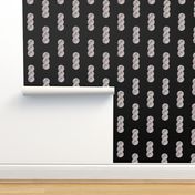 Silvery Moon Triplets or Golf Balls on Solid Black -  2 inch fabric repeat - 4 inch wallpaper repeat