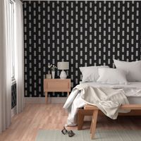 Silvery Moon Triplets or Golf Balls on Solid Black -  2 inch fabric repeat - 4 inch wallpaper repeat