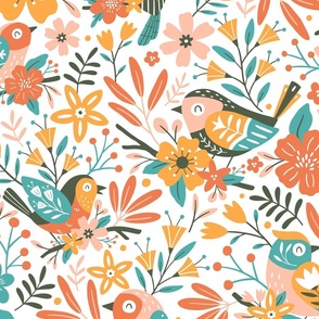 Colorful Floral Birds