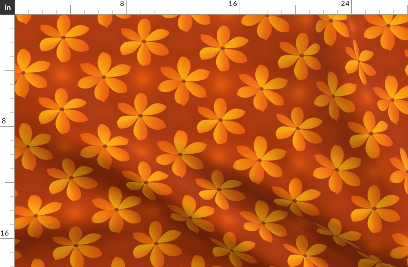 Tangerine Daisies on Ombre Mahogany