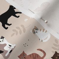 Cat friends garden - sweet kittens in various breeds kawaii pet design kids on sand beige 