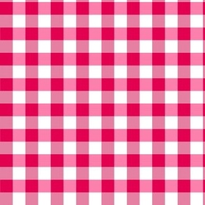 Gingham Check (0.5" squares) - Viva Magenta and White
