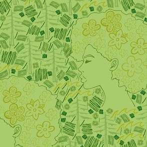 Chartreuse afro woods woman