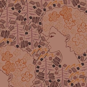 Burnt  sienna afro woods woman