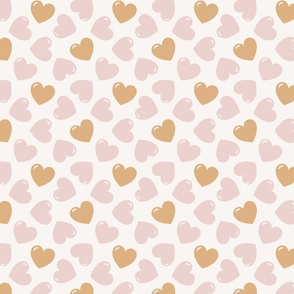 scattered valentines love hearts - blush pink and ochre - medium
