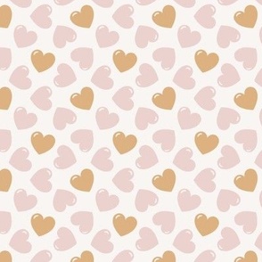 scattered valentines love hearts - blush pink and ochre - small