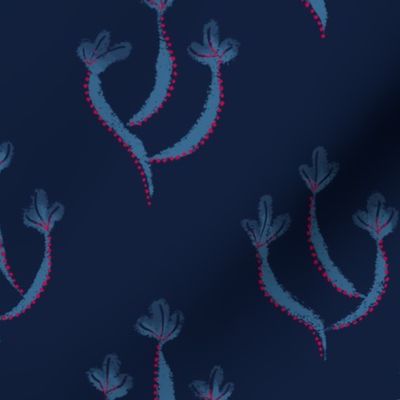Three Deep Sea Flowers (Magenta Lights) - 12.9in repeat