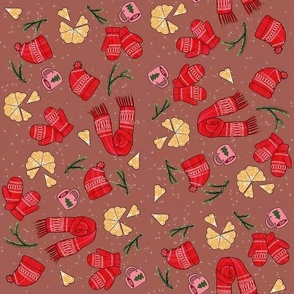 Christmas market fun on brown background - tossed - small