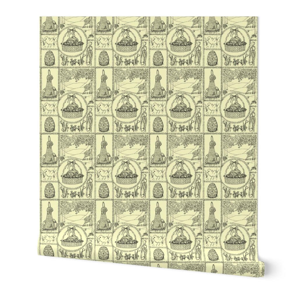 Easter mini toile black on pale yellow