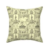 Easter mini toile black on pale yellow