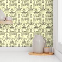 Easter mini toile black on pale yellow