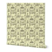 Easter mini toile black on pale yellow