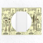 Easter mini toile black on pale yellow