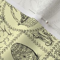 Easter mini toile black on pale yellow