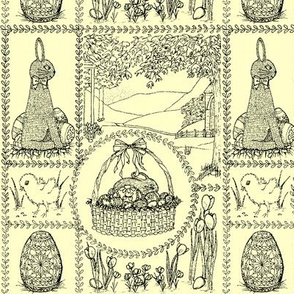 Easter mini toile black on pale yellow