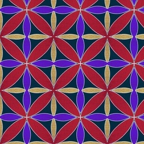 Purple red gold geometric tile silver outline