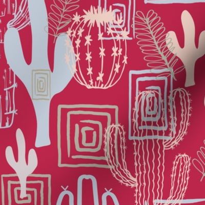 Wanderlust Cacti on Viva Magenta Pink