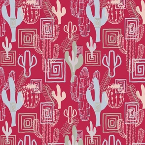 Wanderlust Cacti on Viva Magenta Pink