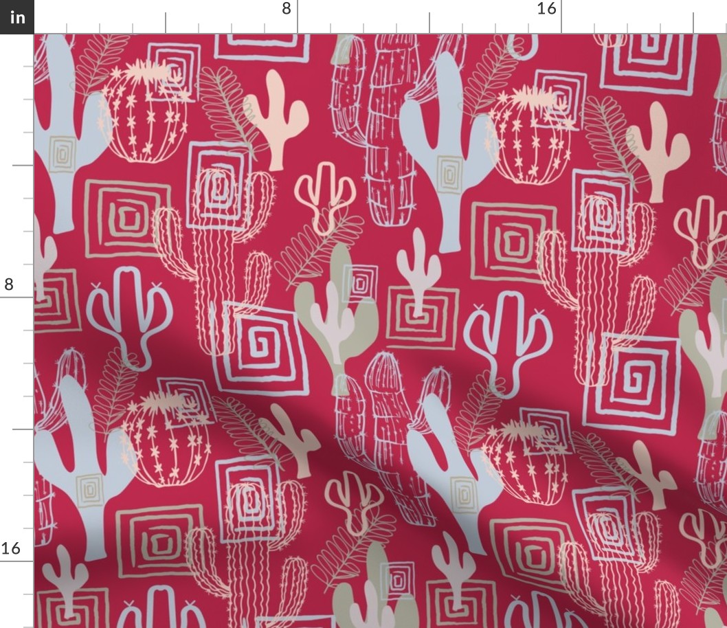 Wanderlust Cacti on Viva Magenta Pink