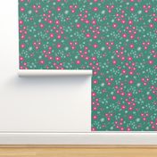 Bold Summer Garden Pink Flowers with Green Background