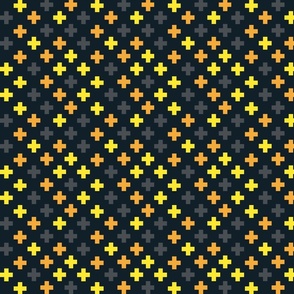 Orange, yellow and grey crosses - Medium scale