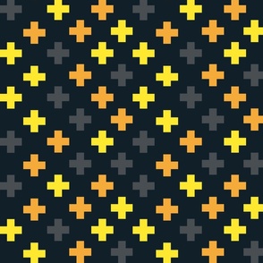 Orange, yellow and grey crosses - Large scale
