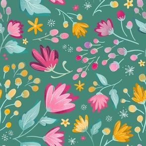 Happy Summer Green and Pink Floral Accent by Makewells