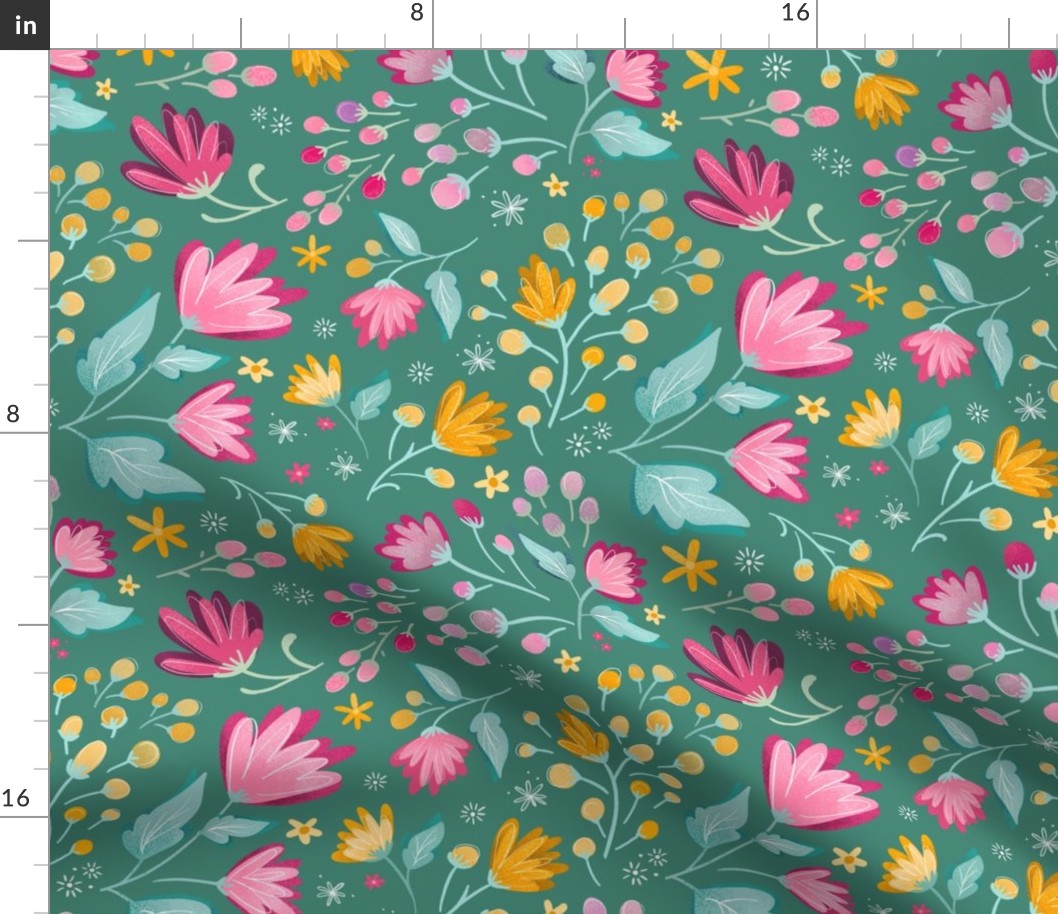 Happy Summer Green and Pink Floral Accent by Makewells