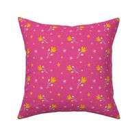 Happiest Summer Yellow Flowers with Pink Background Floral accent