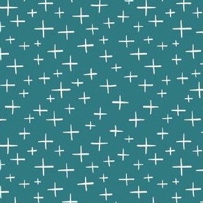 White Crosses with Teal background - Happy Summer Accent
