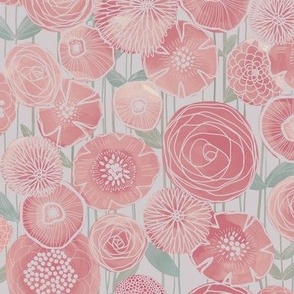 Modern floral _ pink / gray