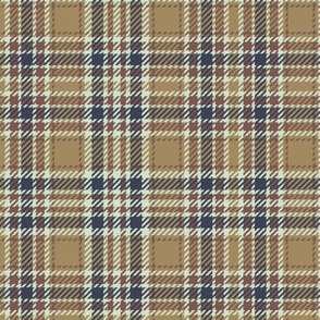 Railroads and Fields Plaid in Brown Tan and Dark Blue