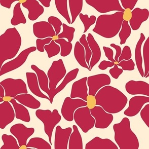 Magnolia Flowers - Matisse Inspired - Pantone 2023 Viva Magenta - SMALL