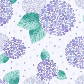 Purple Hydrangeas, Stripes, and Dots