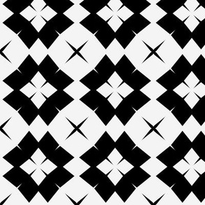 Warped Trippy Checker Chequer Black and White Square Clover 